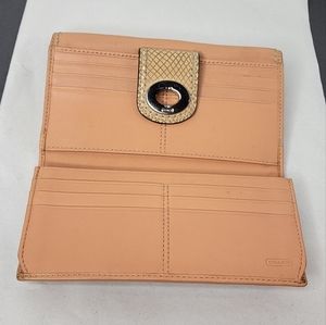 Coach Light Orange Leather Turnlock Tri-fold Wallet